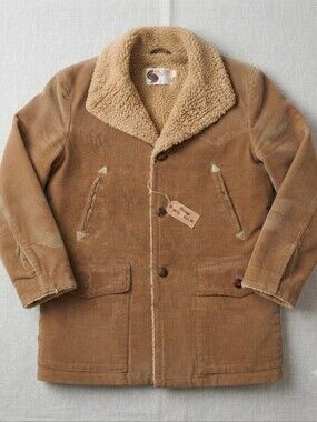 Vintage 70s Silton California Corduroy Sherpa Lined Ranch Chore Coat Men's 38